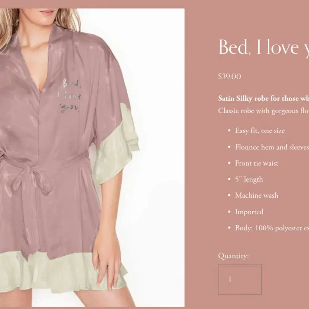 NEW Viola Vann Pink Satin Silky Tie Waist Robe "Bed I Love You" - Picture 4 of 5